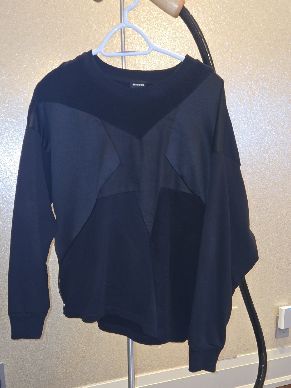 Diesel Black Geometric Panel Crewneck Sweatshirt